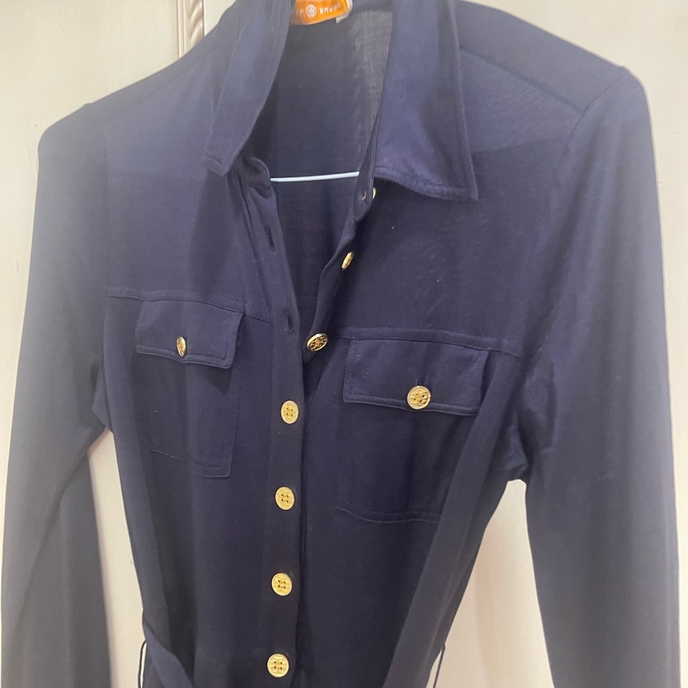 Navy Button-Up Shirt Dress